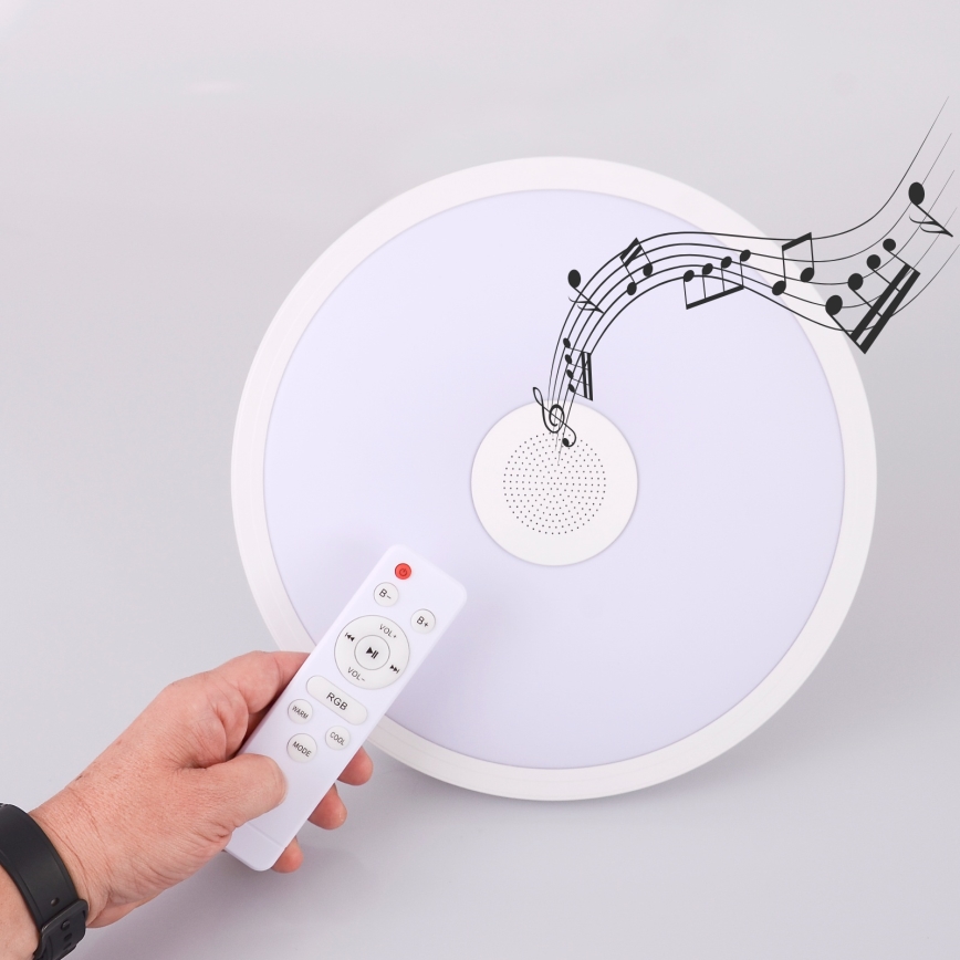 Globo - LED badeværelseslampe dæmpbar m. RGBW-farver og højttaler LED/18W/230V 3000-6500K IP44 + fjernbetjening