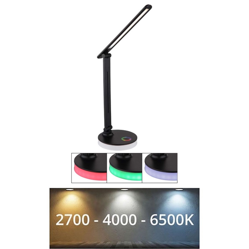 Globo - LED bordlampe m. RGBW-farver  m. touch-funktion dæmpbar LED/5W/230V + LED/2W 2700K/4000K/6500K sort