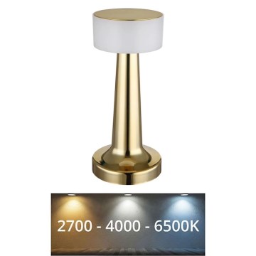 Globo - LED bordlampe m. touch-funktion dæmpbar LED/1W/3,7V 2700K/4000K/6500K 800 mAh USB guldfarvet