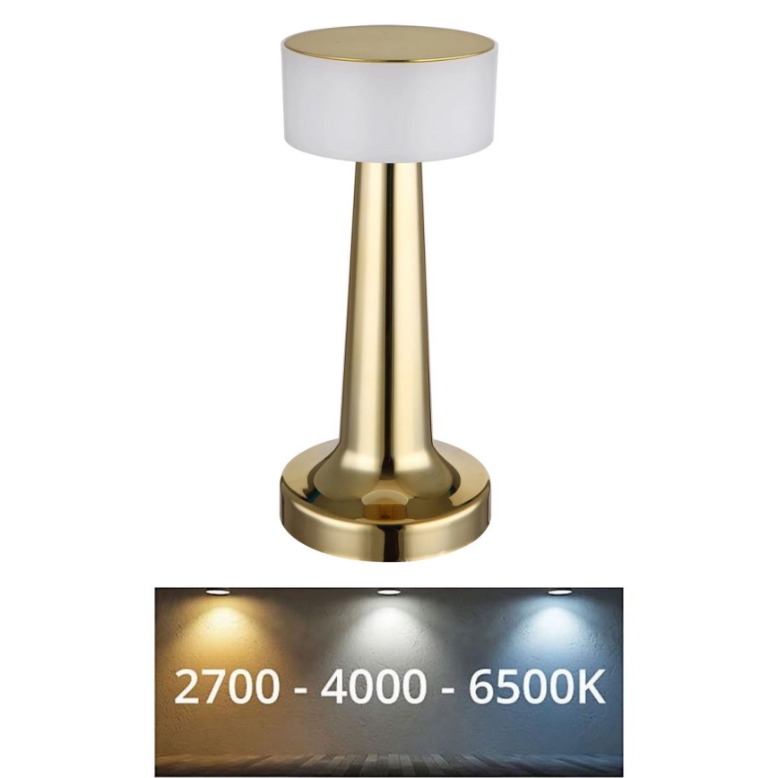 Globo - LED bordlampe m. touch-funktion dæmpbar LED/1W/3,7V 2700K/4000K/6500K 800 mAh USB guldfarvet