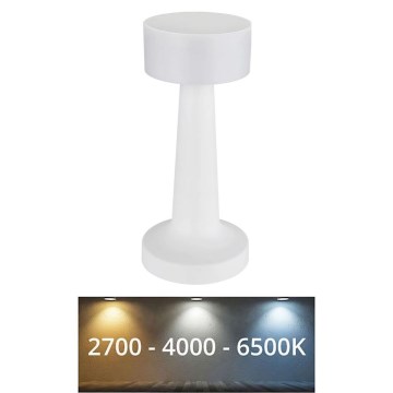 Globo - LED bordlampe m. touch-funktion dæmpbar LED/1W/3,7V 2700K/4000K/6500K 800 mAh USB hvid