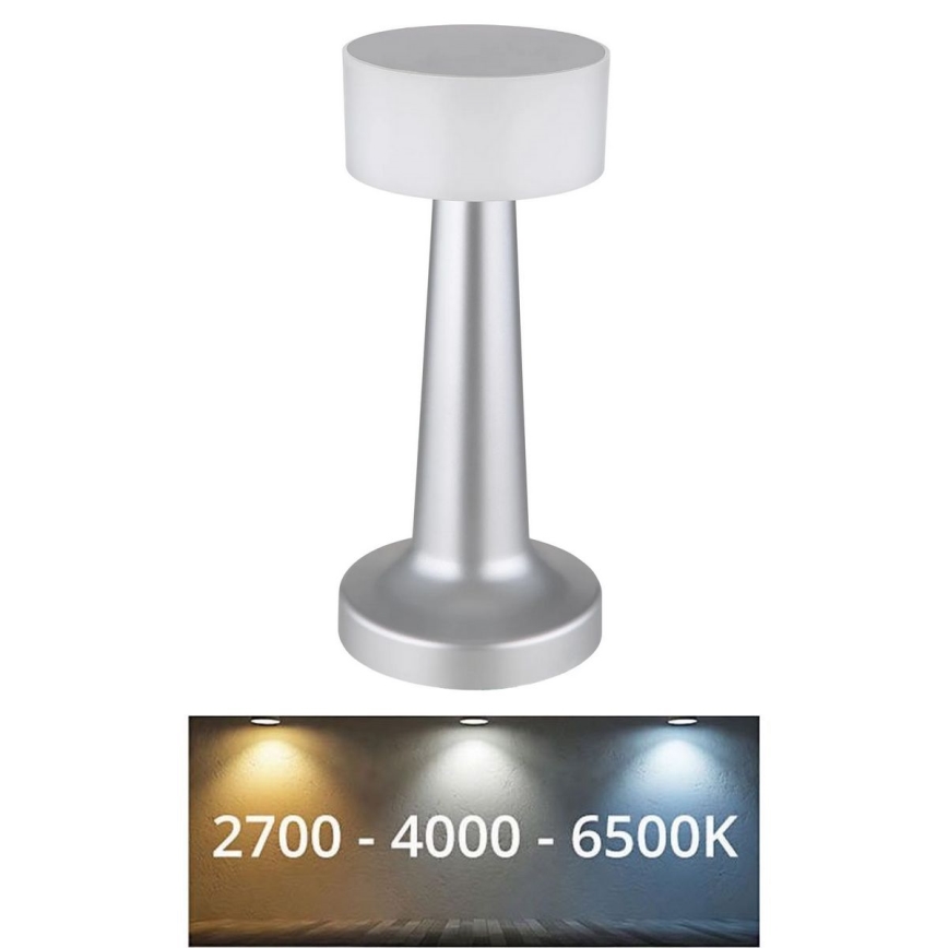 Globo - LED bordlampe m. touch-funktion dæmpbar LED/1W/3,7V 2700K/4000K/6500K 800 mAh USB mat krom