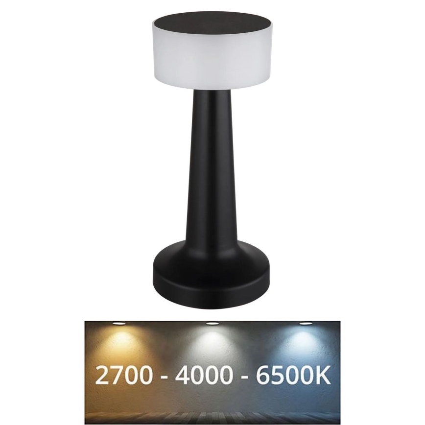 Globo - LED bordlampe m. touch-funktion dæmpbar LED/1W/3,7V 2700K/4000K/6500K 800 mAh USB sort
