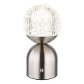 Globo - LED bordlampe m. touch-funktion dæmpbar LED/2,5W/3,7V 2700/4000/6500K 1800 mAh USB mat krom