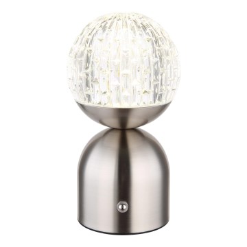 Globo - LED bordlampe m. touch-funktion dæmpbar LED/2,5W/3,7V 2700/4000/6500K 1800 mAh USB mat krom