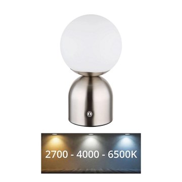 Globo - LED bordlampe m. touch-funktion dæmpbar LED/2,5W/3,7V 2700K/4000K/6500K 1800 mAh USB mat krom