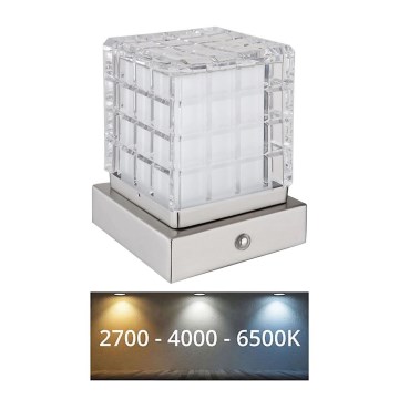 Globo - LED bordlampe m. touch-funktion dæmpbar LED/2,5W/3,7V 2700K/4000K/6500K 1800 mAh USB mat krom