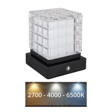 Globo - LED bordlampe m. touch-funktion dæmpbar LED/2,5W/3,7V 2700K/4000K/6500K 1800 mAh USB sort