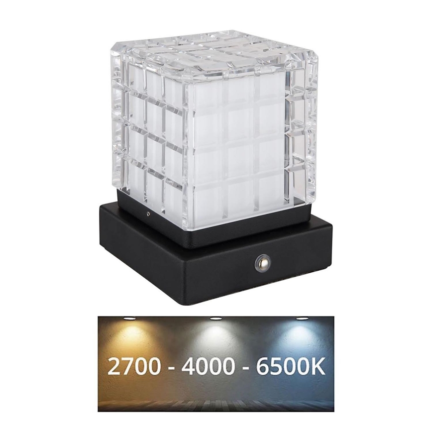 Globo - LED bordlampe m. touch-funktion dæmpbar LED/2,5W/3,7V 2700K/4000K/6500K 1800 mAh USB sort