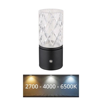 Globo - LED bordlampe m. touch-funktion dæmpbar LED/2,5W/3,7V 2700K/4000K/6500K 1800 mAh USB sort