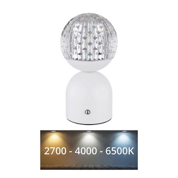 Globo - LED bordlampe m. touch-funktion dæmpbar LED/2W/5V 2700/4000/65000K 1800 mAh hvid