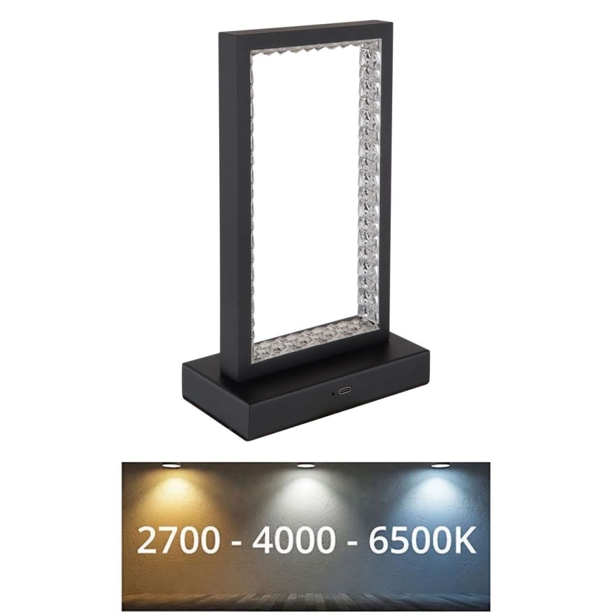 Globo - LED bordlampe m. touch-funktion dæmpbar LED/3W/3,7V 2700K/4000K/6500K 1800 mAh USB sort