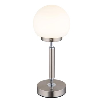 Globo - LED Genopladelig bordlampe m. touch-funktion dæmpbar LED/2,5W/5V 1800mAh 2700/4000/6500K mat krom