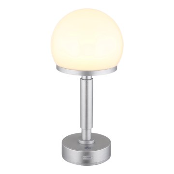 Globo - LED Genopladelig bordlampe m. touch-funktion dæmpbar LED/2,5W/5V 1800mAh 2800K sølvfarvet