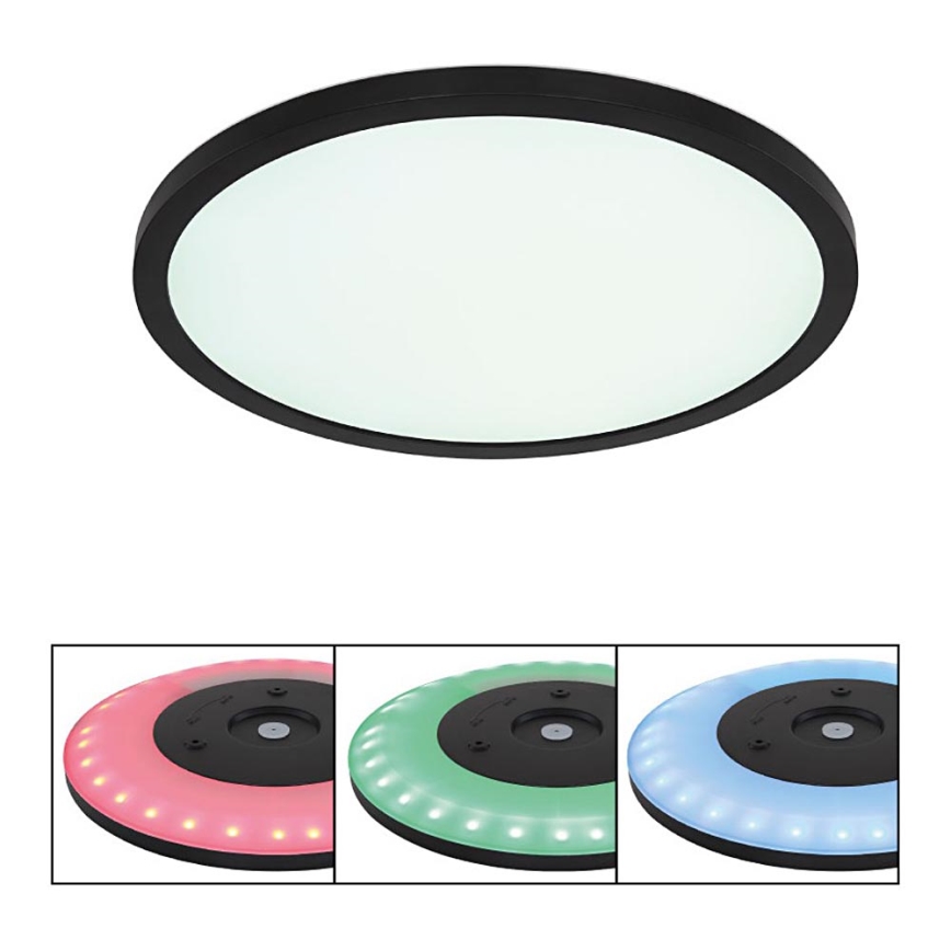 Globo - LED loftlampe til badeværelse m. RGB-farver dæmpbar LED/18W/230V 3000-6000K + fjernbetjening IP44 sort