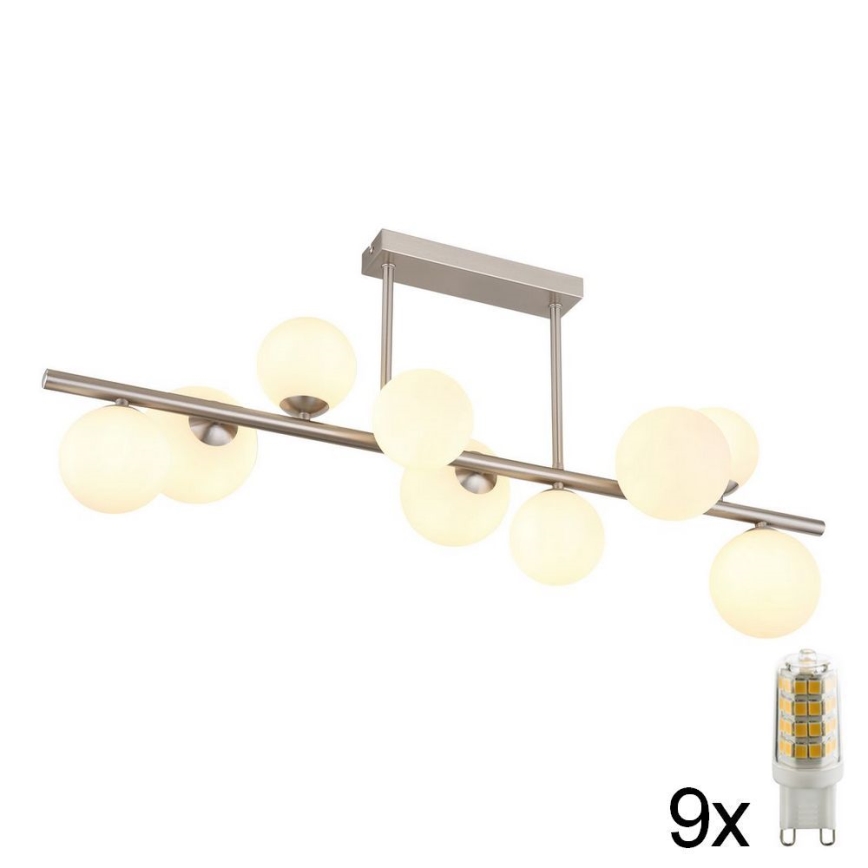 Globo - LED pendel 9xG9/3W/230V mat krom