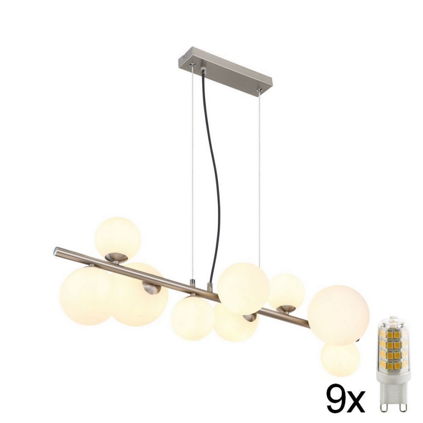 Globo - LED pendel 9xG9/3W/230V mat krom