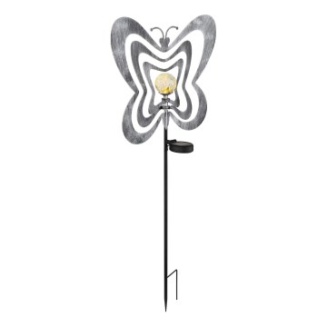 Globo - LED solarlampe LED/3V IP44 300 mAh sølv sommerfugl