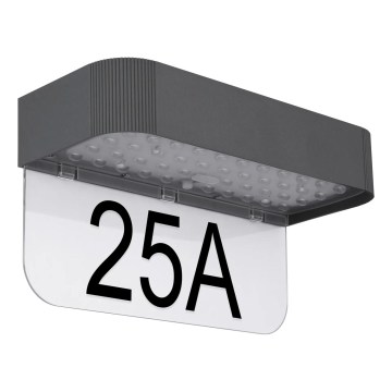 Globo - LED solcelledrevet husnummerskilt LED/6W/3,7V IP54 1800 mAh