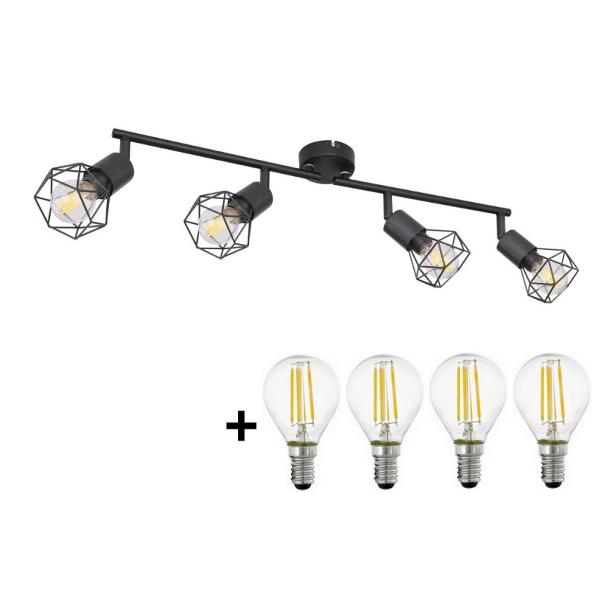 Globo - LED spotlampe 4xE14/6W/230V sort