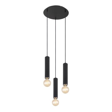 Globo - Loftlampe på ledning 3xE27/60W/230V sort træ