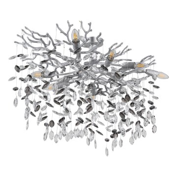 Globo - Loftlampe på stang 7xE14/40W/230V, sølvfarvet