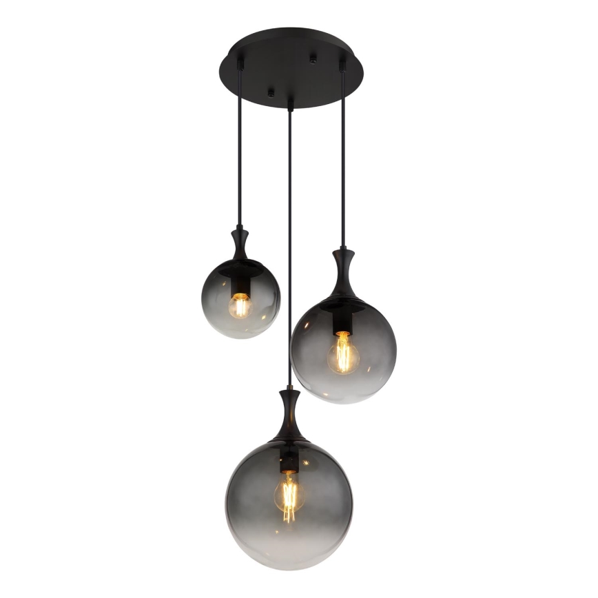 Globo - Pendel 3xE27/10W/230V diameter 48 cm sort