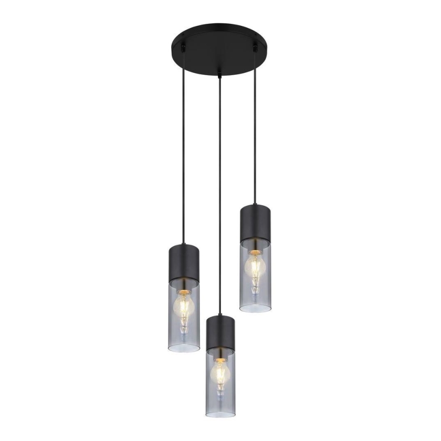 Globo - Pendel 3xE27/25W/230V diameter 30 cm sort