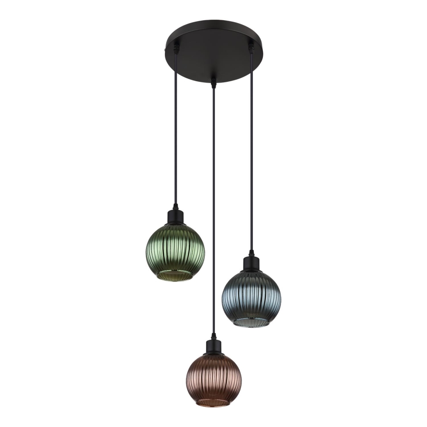 Globo - Pendel 3xE27/25W/230V diameter 36 cm kobber/grøn/blå