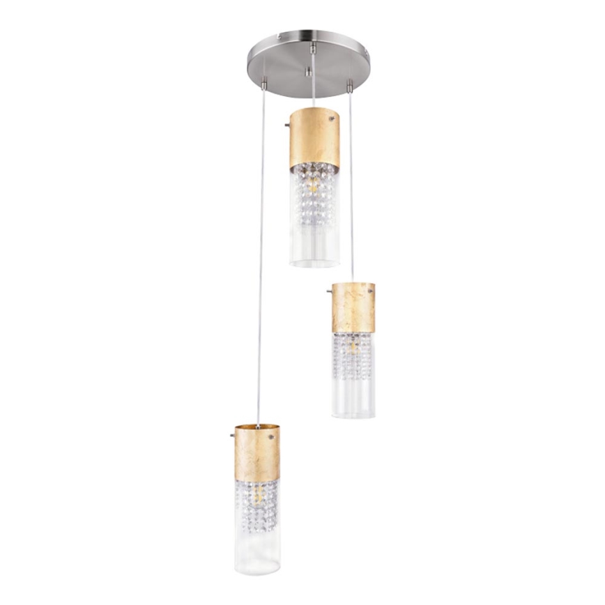 Globo - Pendel 3xE27/60W/230V diameter 30 cm guldfarvet