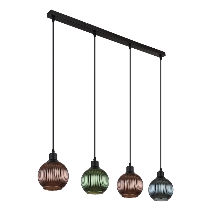 Globo - Pendel 4xE27/25W/230V kobber/grøn/blå