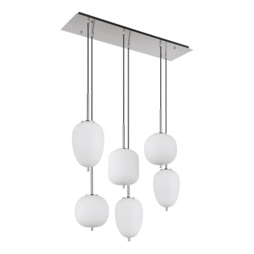 Globo - Pendel 6xE14/40W/230V skinnende krom