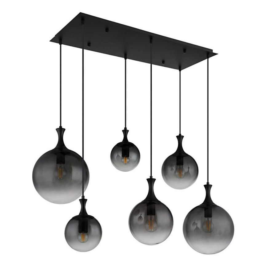 Globo - Pendel 6xE27/10W/230V sort