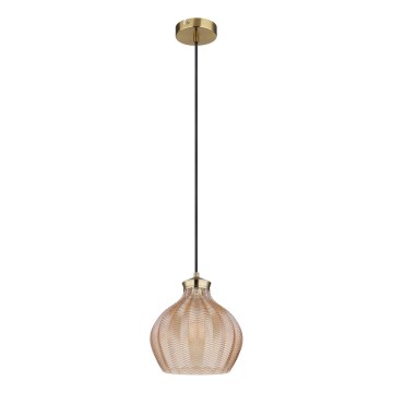 Globo - Pendel med kabel 1xE27/60W/230V Ø 22 cm, guldfarvet