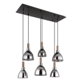 Globo - Pendel med wireophæng 6xE27/6W/230V sort/røgfarvet