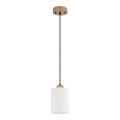 Globo - Pendel på kabel 1xE27/60W/230V egetræ/hvid