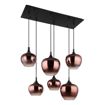 Globo - Pendel på ledning 6xE27/40W/230V kobberfarvet