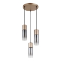 Globo - Pendel på wire 3xE27/25W/230V bronzefarvet Ø 30 cm