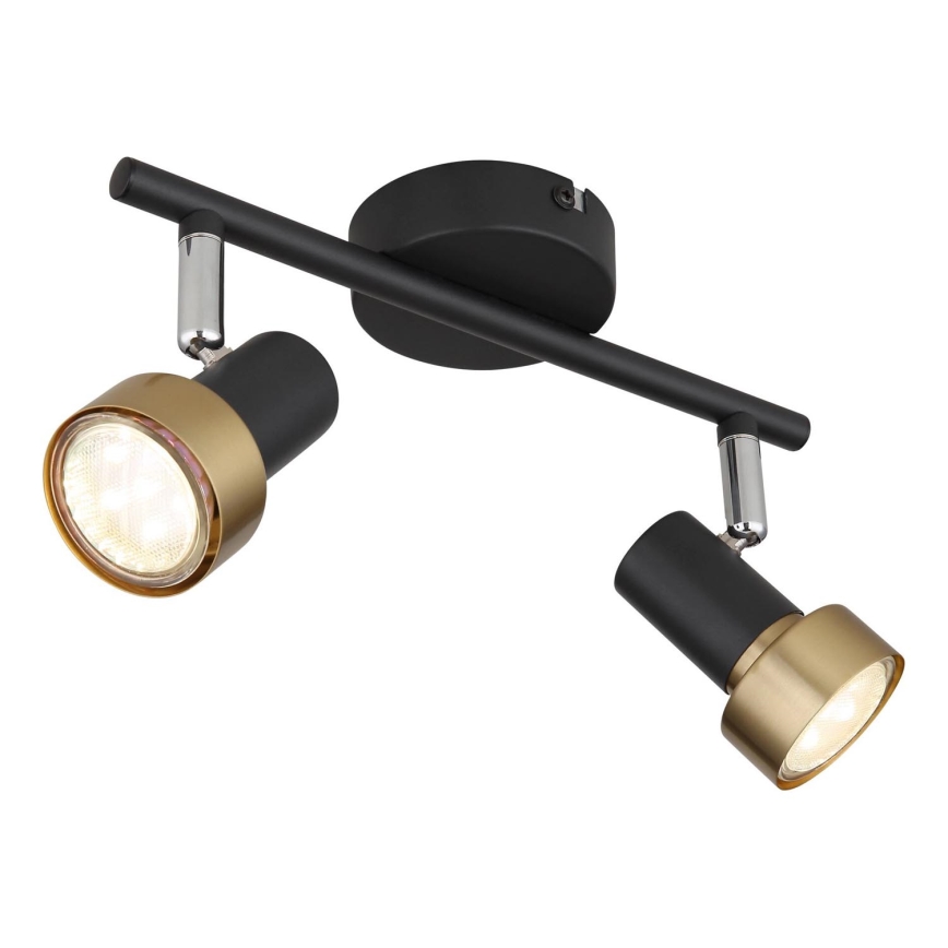 Globo - Spotlampe  2xGU10/25W/230V sort/guldfarvet