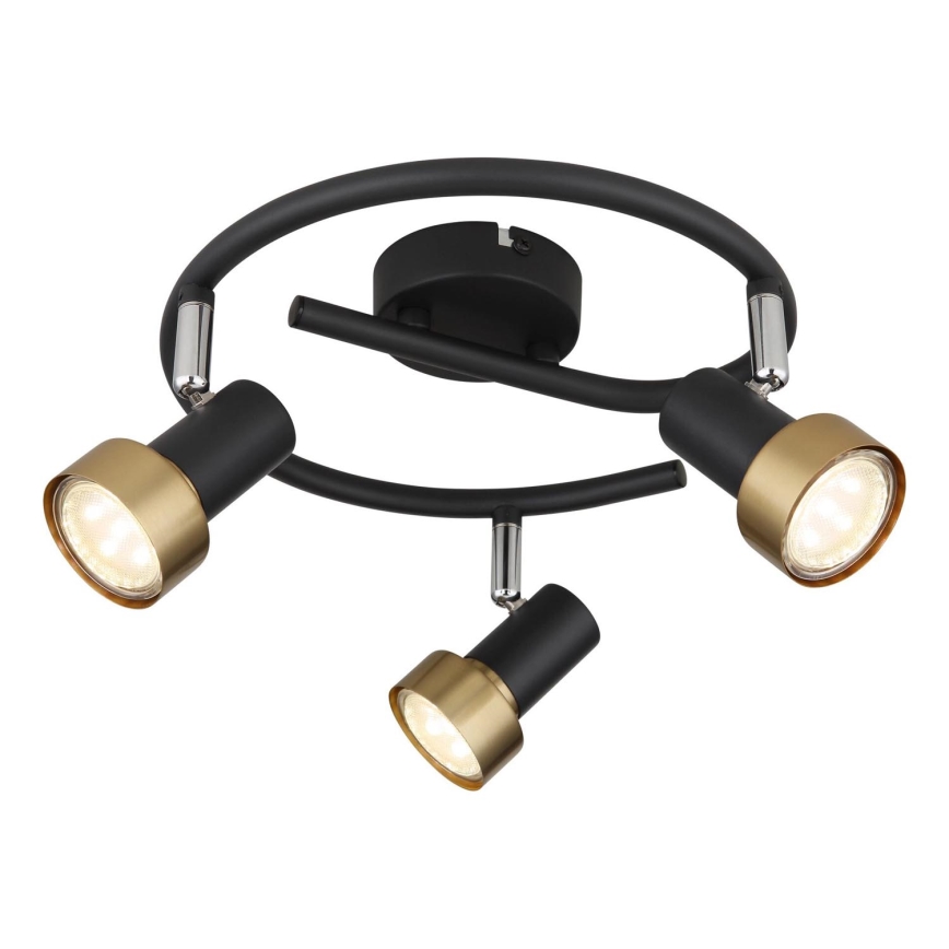 Globo - Spotlampe  3xGU10/25W/230V sort/guldfarvet