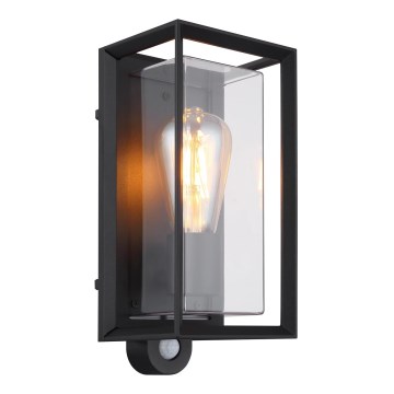 Globo - Udendørs væglampe med sensor 1xE27/60W/230V IP44 sort