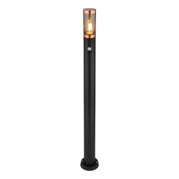 Globo - Udendørslampe med sensor 1xE27/15W/230V IP44 110 cm sort/kobber