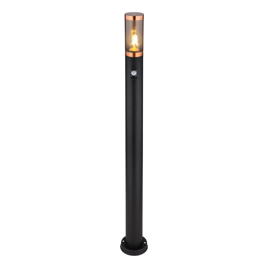 Globo - Udendørslampe med sensor 1xE27/15W/230V IP44 110 cm sort/kobber
