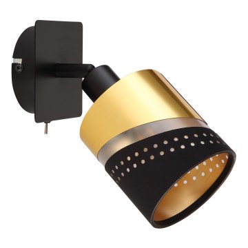 Globo - Vægspot 1xE14/25W/230V sort/guldfarvet