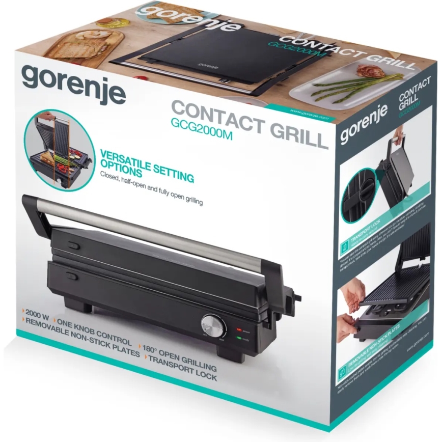 GORENJE GCG2000M - Kontaktgrill 1800 W/230 V, sort