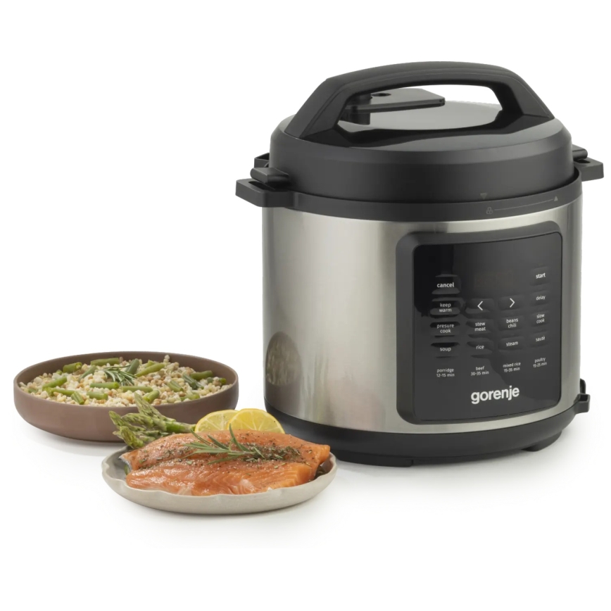 GORENJE GMC6SBK - Multifunktionel multicooker 6 l 8 i 1 1000 W/230 V rustfrit stål