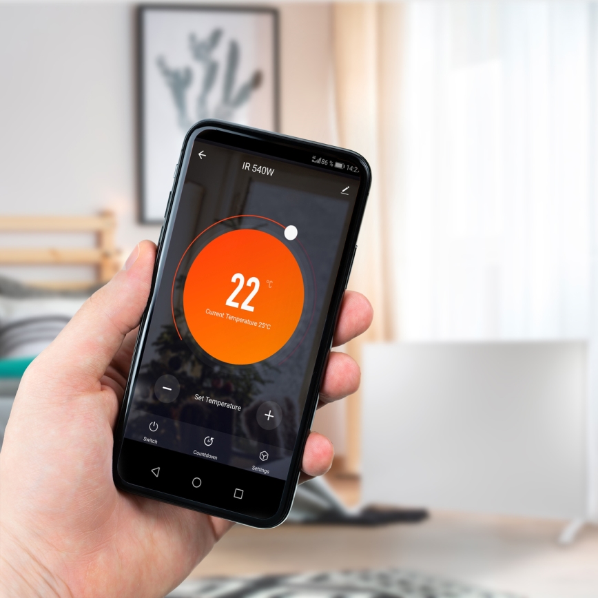 GORENJE IR540W - Smart elektrisk infrarødt varmepanel 540W med timer og Wi‑Fi, sort