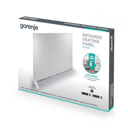 GORENJE IR540W - Smart elektrisk infrarødt varmepanel 540W med timer og Wi‑Fi, sort