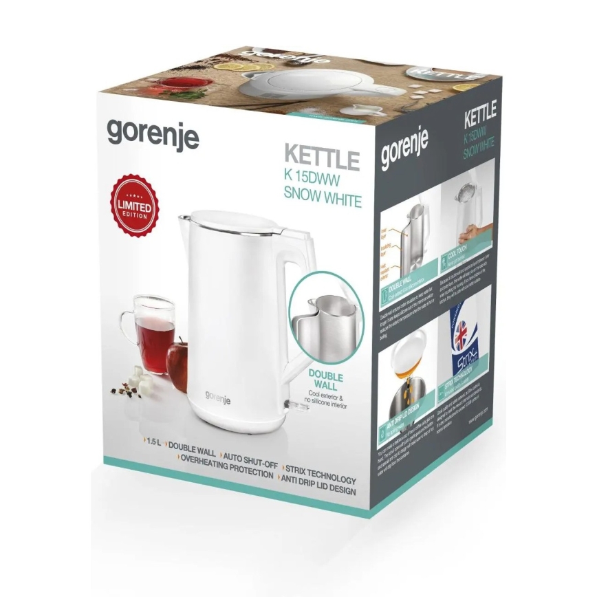 GORENJE K15DWW - Hurtig elkedel 1,5 l 2200 W / 230 V hvid