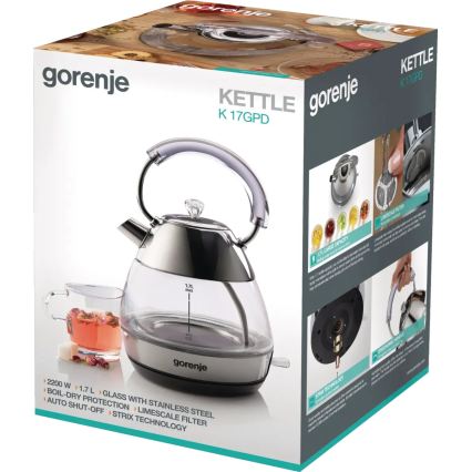 GORENJE K17GPD - Hurtig elkedel 1,7 l 2200W/230V klar/rustfrit stål